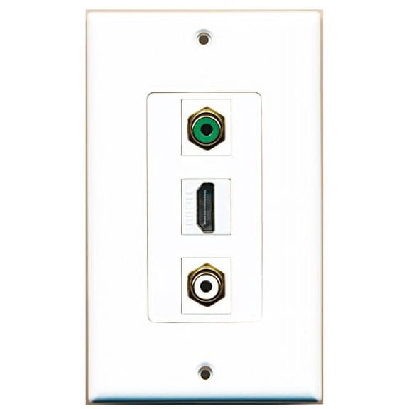 RiteAV - 1 Port HDMI and 1 Port RCA White and 1 Port RCA Green Decorative Wall Plate