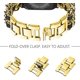 thumbnail image 3 of Cadena dorada de cuero negro dorado, correa de metal de doble hilera para mujer compatible con Apple Watch de 42 mm, 44 mm y 45 mm, iWatch Series 8/7/6/5/4/3/2/1/se sin manchas, 3 of 5