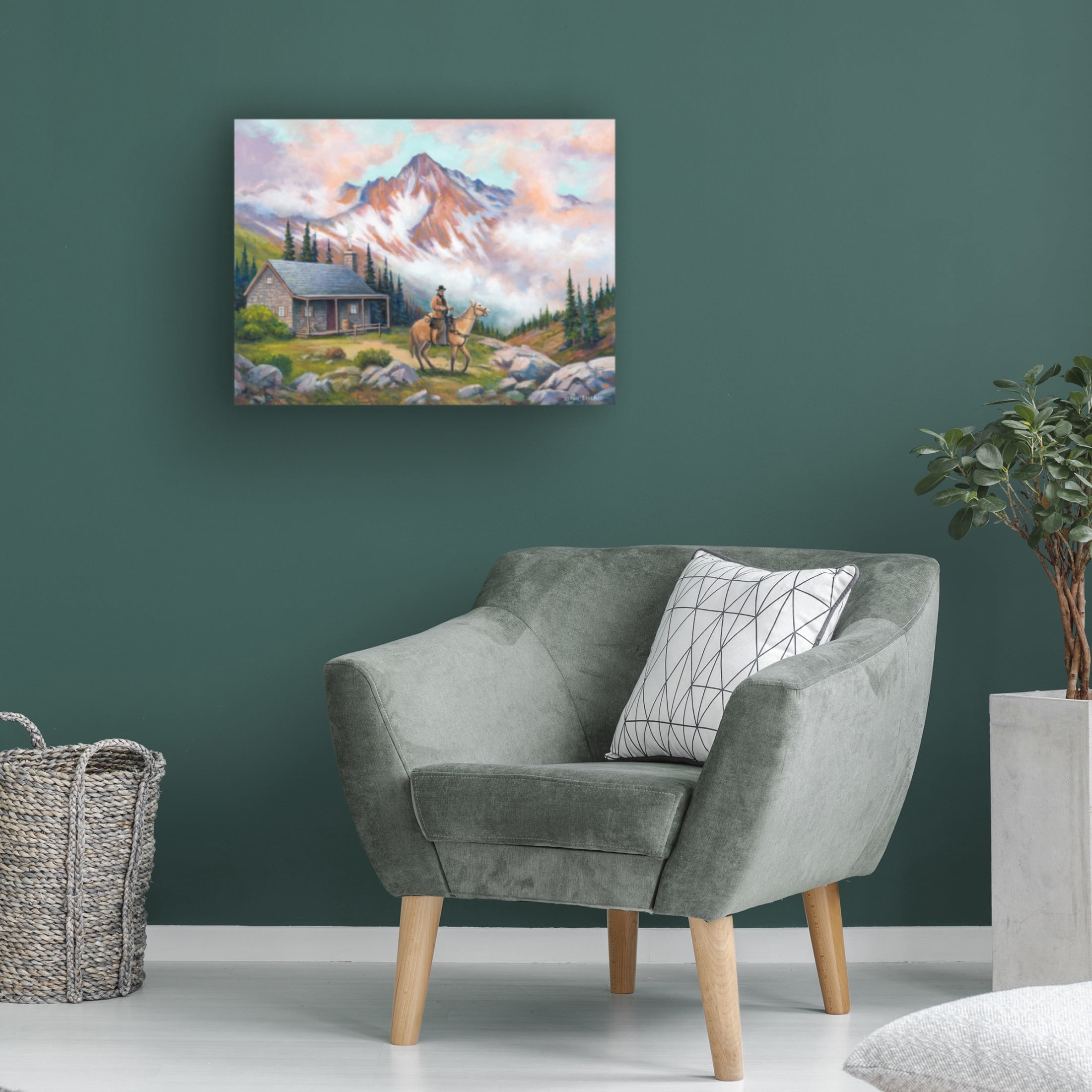 Canvas Wall Art - John Zaccheo 'Country Cabin' Wall Art for Living Room, Bedroom, or Office Décor by Trademark Fine Art - 47 x 35 Inches
