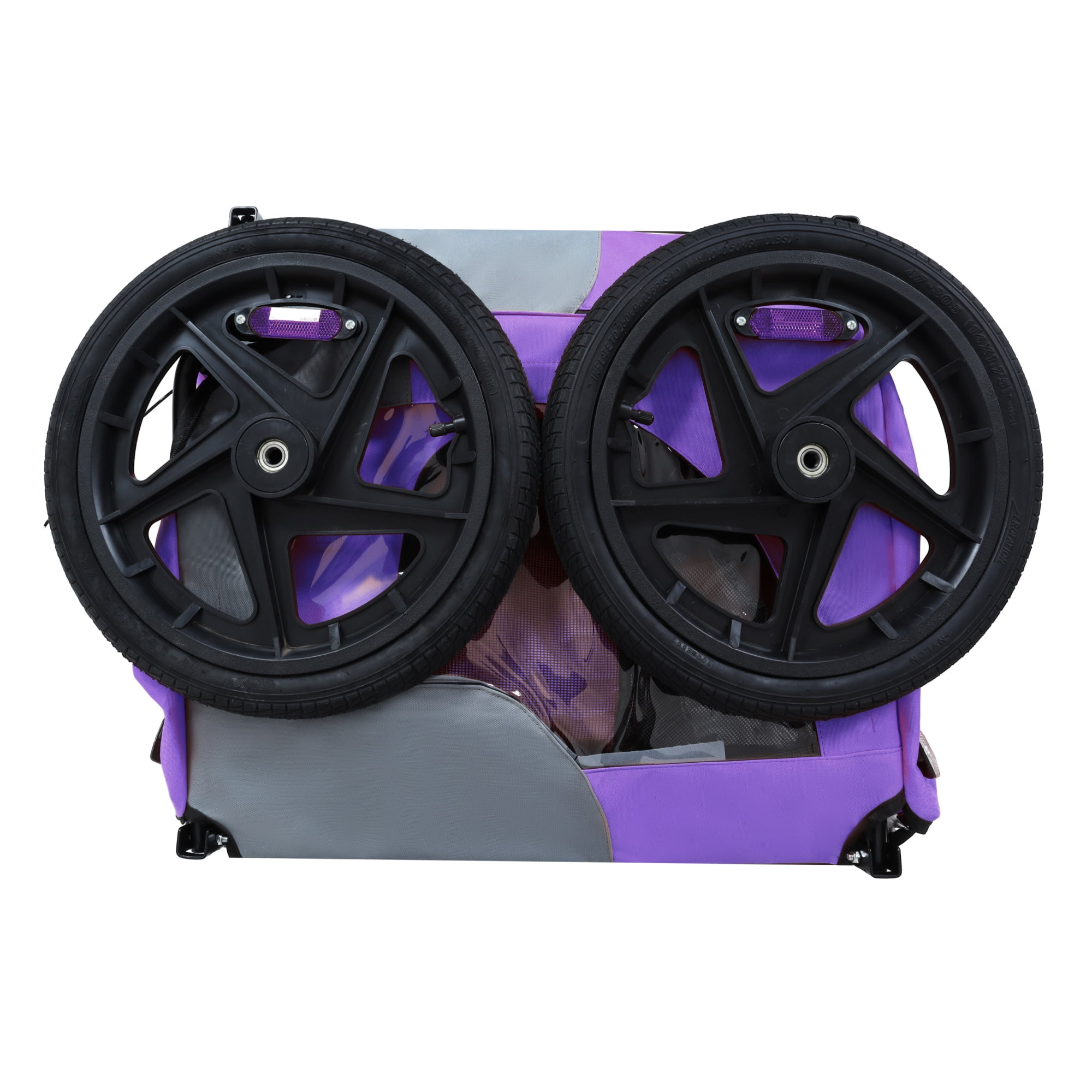 Leumius Pet Bike Trailer Dog Cart for Bicycle, Easy Folding Cart Frame, Quick Release Wheel, Non-Slip Floor, Internal Leash for Small and Medium Pets Purple