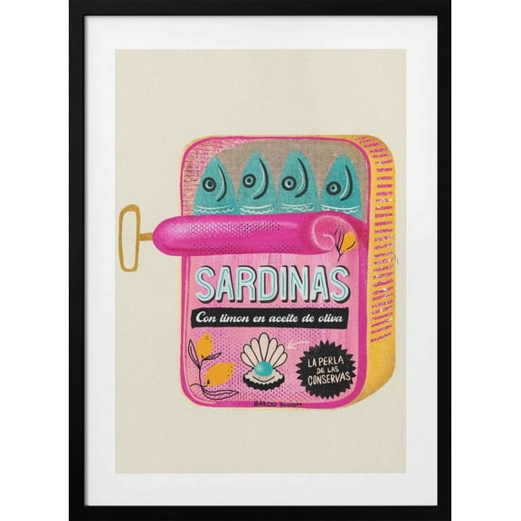 Sardines Tin Can Framed Art Modern Wall Decor