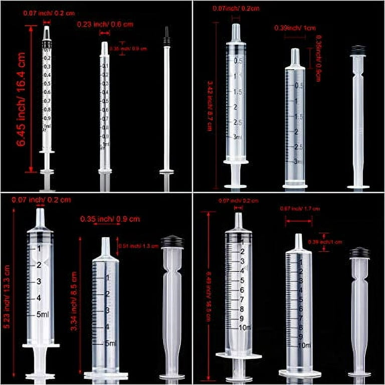 Lolgold, 20 Pack Syringe and Needle Tip Bottle, 1ml, 3ml, 5ml