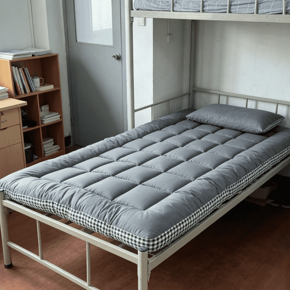 Oaskys Overlapping Stitch Mattress Topper – Foldable Quilted Seam Floor Mat, High Density Foam for Guest Sleep & Camping for Overnight Comfort, Gray