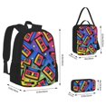 thumbnail image 2 of Bingfone Vintage Audio Cassettes for Backpack Lunch Bag Pencil Case Set, Large Capacity School Backpack Combination Three-piece Set, Unisex, 2 of 7