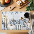 thumbnail image 2 of Fall Blue Grey Pumpkins Placemats Set of 4, Thanksgiving Botanical Washable Wipeable Table Mats for Dining Tables, Indoor Outdoor Kitchen Place Mats for Holiday Party Table Decor, 2 of 9