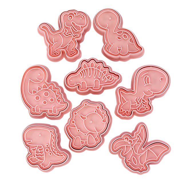 Wdftyju Cortador de galletas Fondant Cookie Mold Pack de 8 Juego de cortadores de galletas de dinosaurio 3D Wdftyju 6jw3uv0dy7jc5tn6