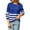 Blue, variant on Womens Sweater Stripe Print Patchwork Long Sleeve Crew Neck Knitted Loose Fit Pullover Tops