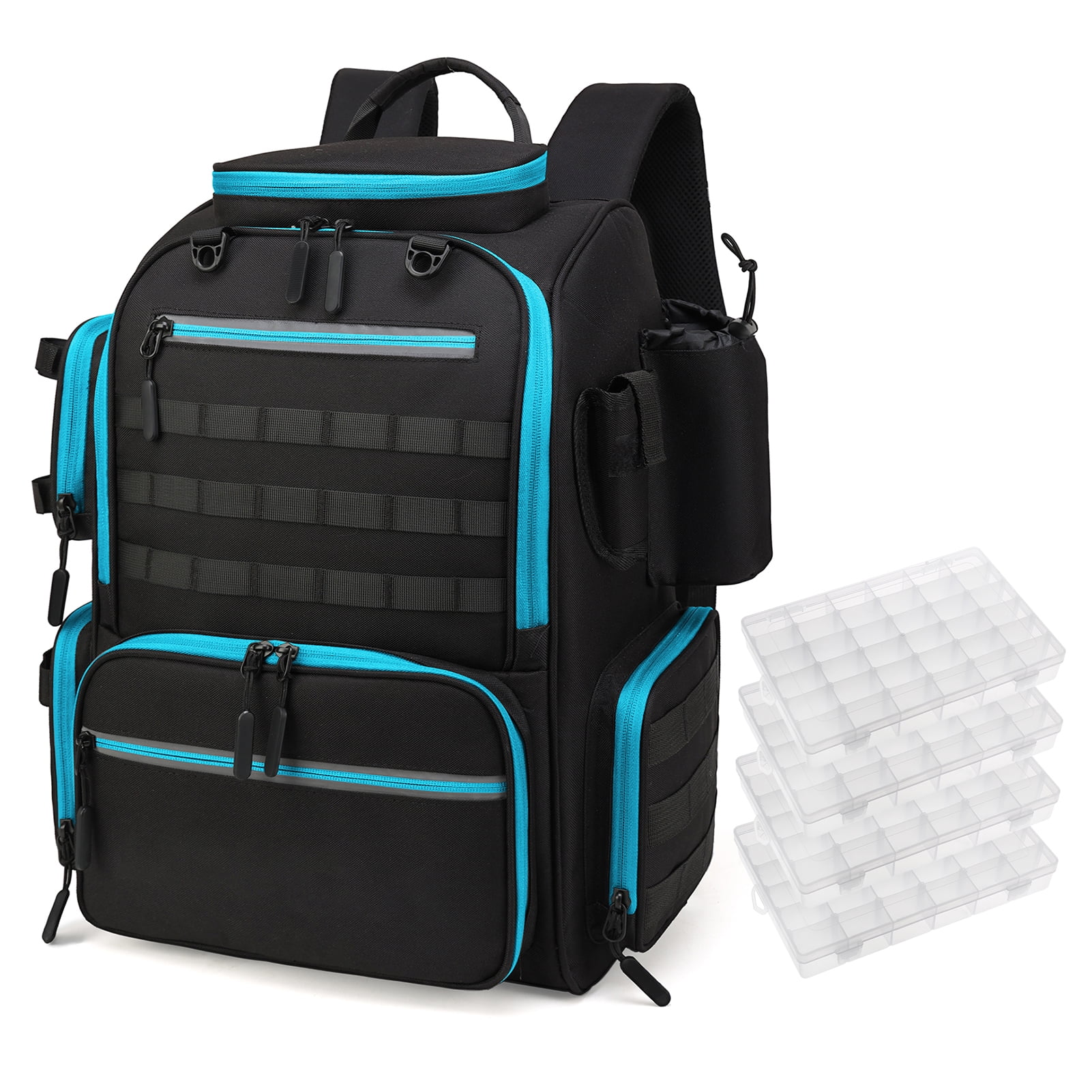 Tackle Lixada Fishing Backpack Waterproof Fishing Tackle Storage Bag With 4 Trays And Rain Cover
