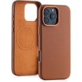 thumbnail image 1 of Genuine Leather Case for iPhone 16 Pro Max (6.9 inch), Stylish Litchi Leather case with Soft Fiber Lining, Lip Screen Protection, Compatible with MagSafe ,Saddle Brown, 1 of 5