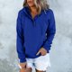 thumbnail image 2 of Gibobby Tops Mujeres Casual Chaqueta larga de plumón informal para mujer con bolsillo Sudaderas con capucha Pullover Manga Botón V Sudaderas con cordón Cuello de mujer （Azul， XXL), 2 of 5