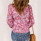 thumbnail image 4 of Blusa Con Cuello En V Blusa De Mujer Manga Larga Cuello En V Floral Ruffle Hem Casual Top Para Primavera Otoño Niñas Lady Rose Red S ANGGREK No, 4 of 5