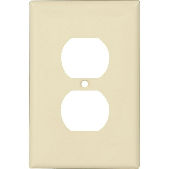 Cooper PJ8A Almond Mid-Size Unbreakable Single Gang Duplex Receptacle Wall Plate