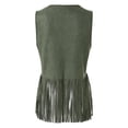 thumbnail image 6 of Womens Vintage Western Fringe Vest Tops Classic Suede Leather 70s Cowboy Shirt Sleeveless Tassels Cardigan Jackets Hippie Party Boho Western Jacket Womens Coats Shawl Army Green L, 6 of 7