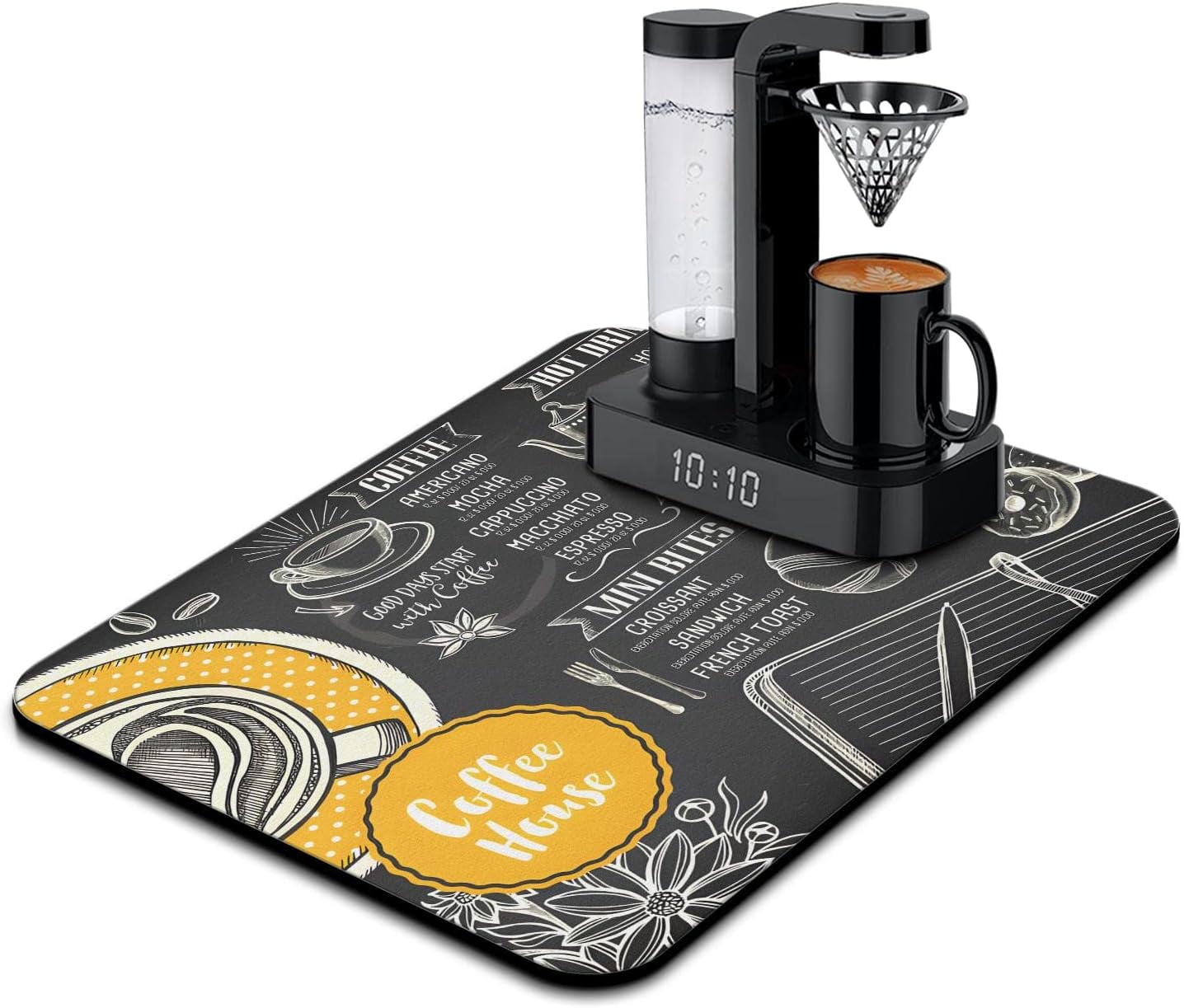 Coffee Bar Mat Accessories for Countertop Absorbent Hide Stain Rubber