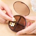 thumbnail image 5 of Pill Organizer 4 Compartment Round Brown Portable Daily Use for Travel, 5 of 7
