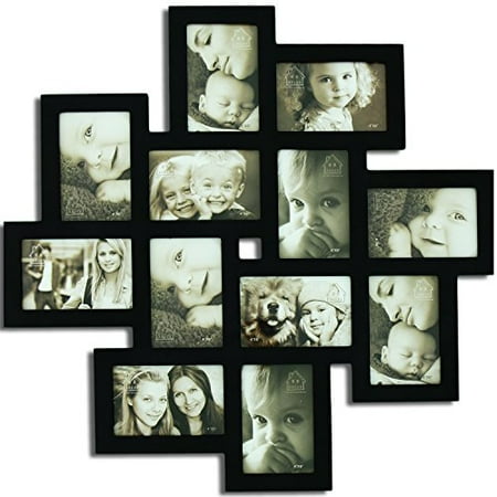 Adeco Pf0206 Decorative Black Wood Wall Hanging Collage Picture Photo Frame 12 Openings 4x6 Adeco Pf0206 Decorative Black Wood Wall Hanging Collage Picture Photo Frame 12 Openings 4x6