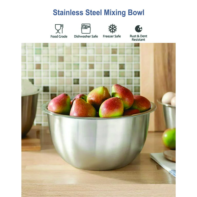 Oggi 8-Quart Two-Tone Stainless Steel Mixing Bowl with Airtight Lid