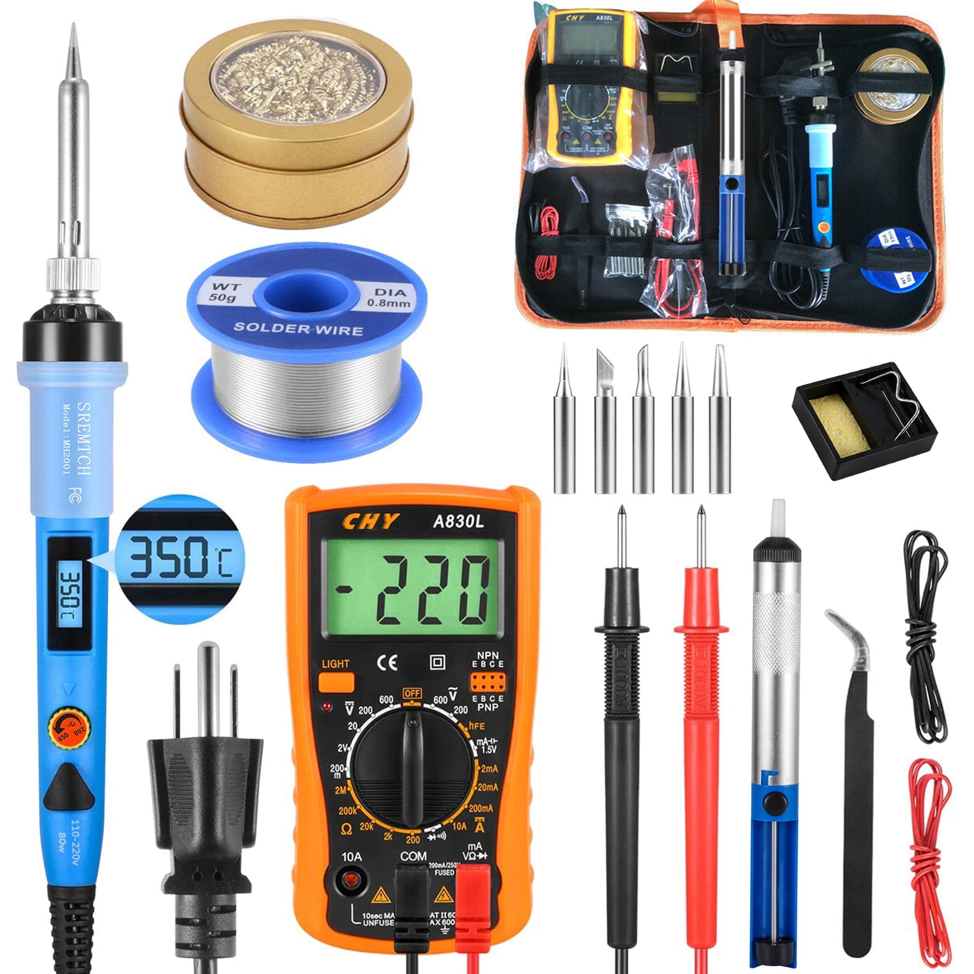 SREMTCH 80W Digital Soldering Iron Kit LCD Adjustable Temperature