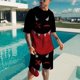 thumbnail image 3 of Conjunto de camiseta y pantalones cortos de playa informales con estampado digital 3D de animales para hombre, 3 of 5