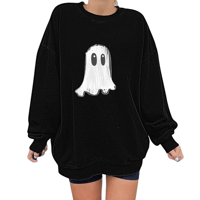 Jsaierl Sweatshirts pour Femmes Hauts Graphiques Tendance Imprimé Mignon Drôle Pulls Décontractés Col Rond Automne Manches Longues Sweatshirt