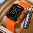 thumbnail image 2 of Digital Watches for Men Women Waterproof Unique Rectangle Watch Stopwatch Countdown Alarm Analog Silicone Strap Transparent Case, 2 of 8