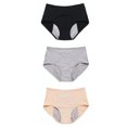 thumbnail image 1 of Bragas de mujer ANGGREK a prueba de fugas cintura alta transpirable negro y gris, 1 of 7