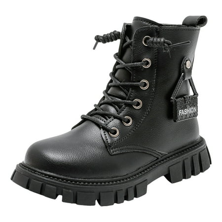 GEWSEY Shoes for Girls Ankle Boots Side Zipper Booties Sole (Toddler/Little Kids/Big Kids) Black 13