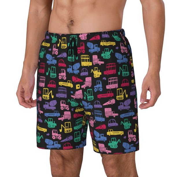 Fotbe Colorful Excavator Traje de Baño para Hombre – Shorts de Natación de Secado Rápido con Forro y Bolsillos-Small