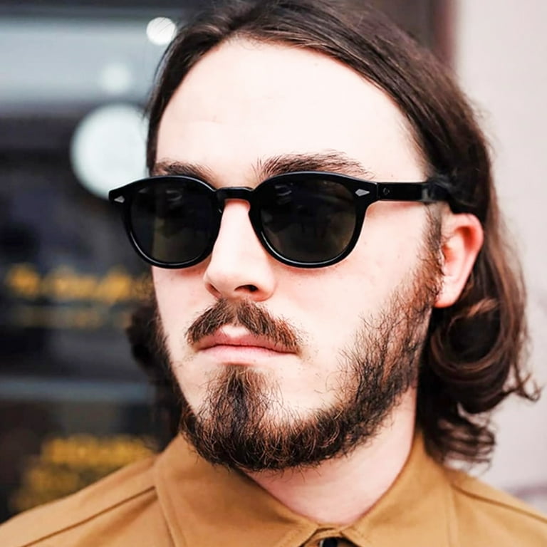 Dark Black Plastic Frame Round Retro Black Tint Lens Trendy