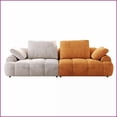 thumbnail image 6 of 86.6” Modern 3-Person Gray & Yellow Suede Sofa | Tight Back | Flared Arms | Easy Assembly, 6 of 12