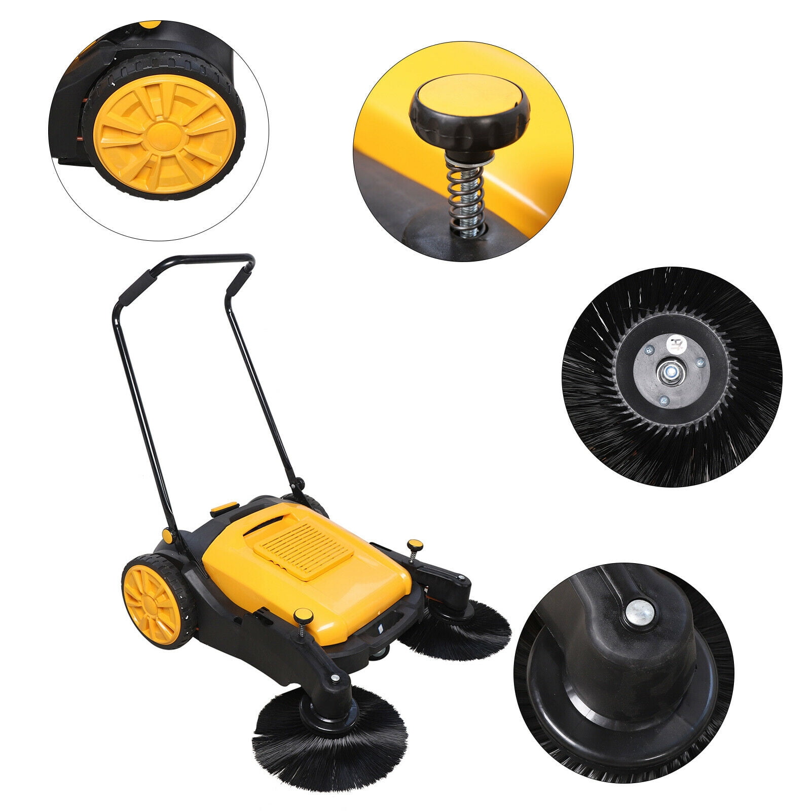 Miumaeov Manual Push Sweeper 39611ft²/h Walk-Behind Hand Push Floor Sweeper 14.53gal Capacity 41.34in Sweeping Width for Indoor Outdoor