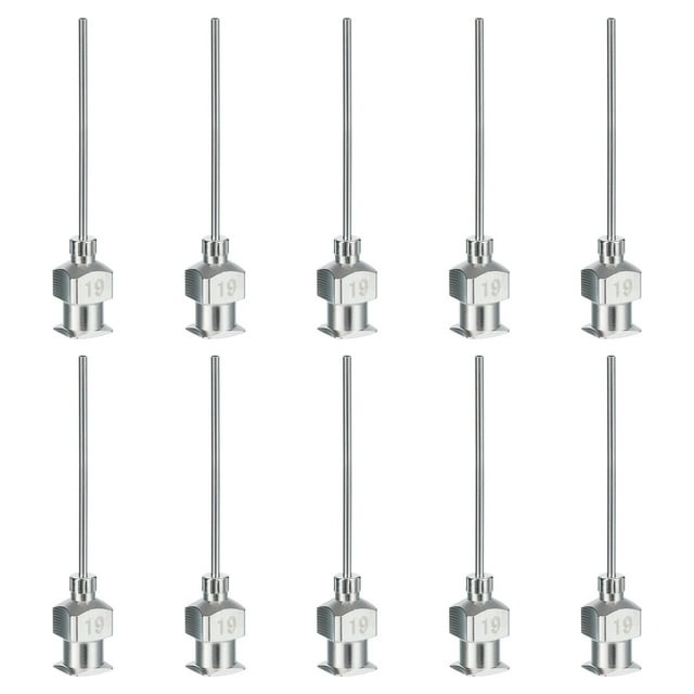 Unique Bargains 10 Pcs 19G 1 Inch Blunt Tip Dispensing Needle with Lure Lock for Refilling Liquid Inks Adhesives