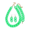 thumbnail image 2 of Conjunto de joyas con collar, pulsera y pendientes para mujer con diseño grueso Verde, 2 of 9