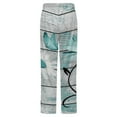 thumbnail image 6 of Teal And White Daisy Flower And Butterfly Winter Female Pants Flannel High Waist Women Pants Lady Warm Straight Leg Plush Trousers, 6 of 7