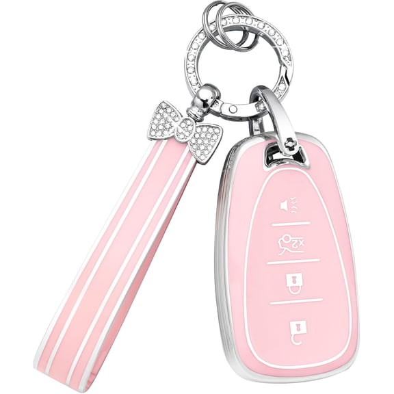 Key Fob Cover Compatible with Fit for Chevy Equinox Malibu Trax Cruze LT Blazer Camaro Spark Traverse Trailblazer Keychain Case Holder Protector,1