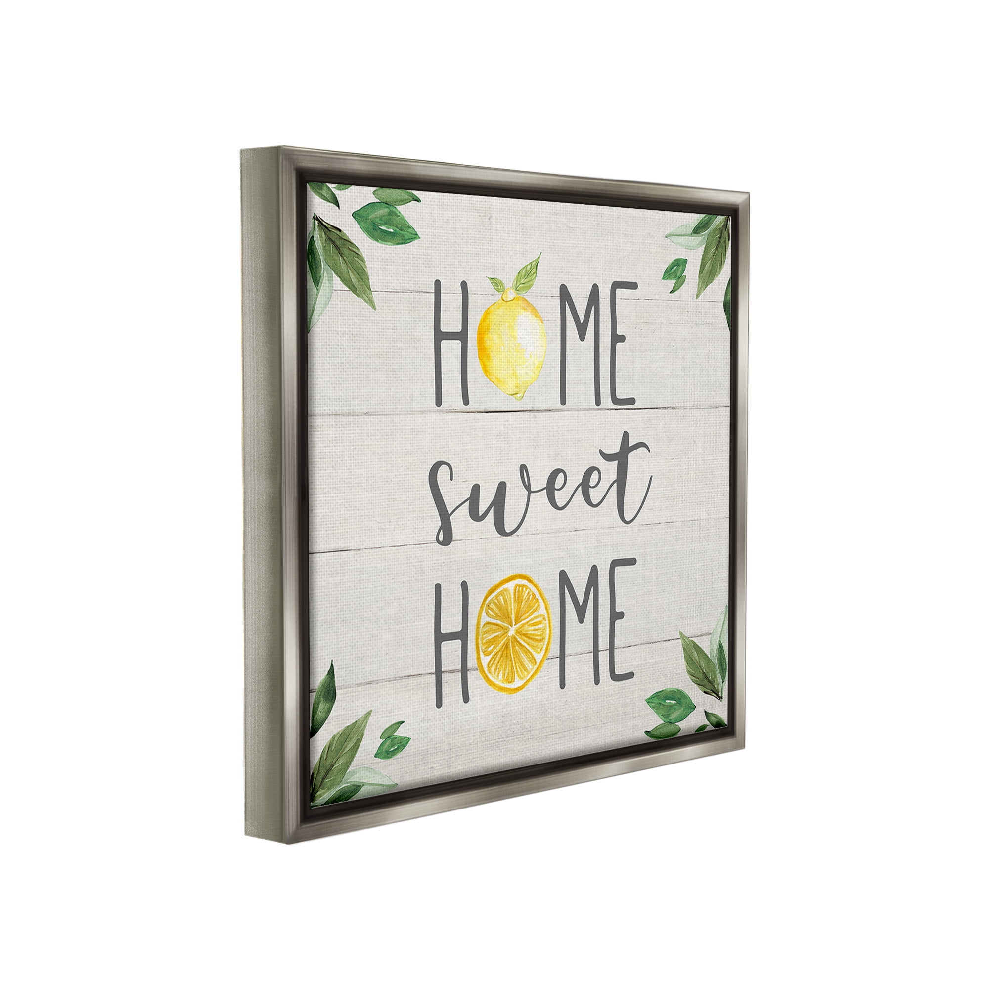 Stupell Industries Sweet Home with Lemons Food & Beverage Painting Gray Floater Framed Canvas Art Print Wall Art, 18 x 18