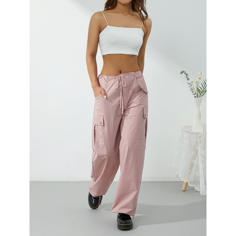 Wassery Women Juniors Low Rise Straight Wide Leg Pants Retro