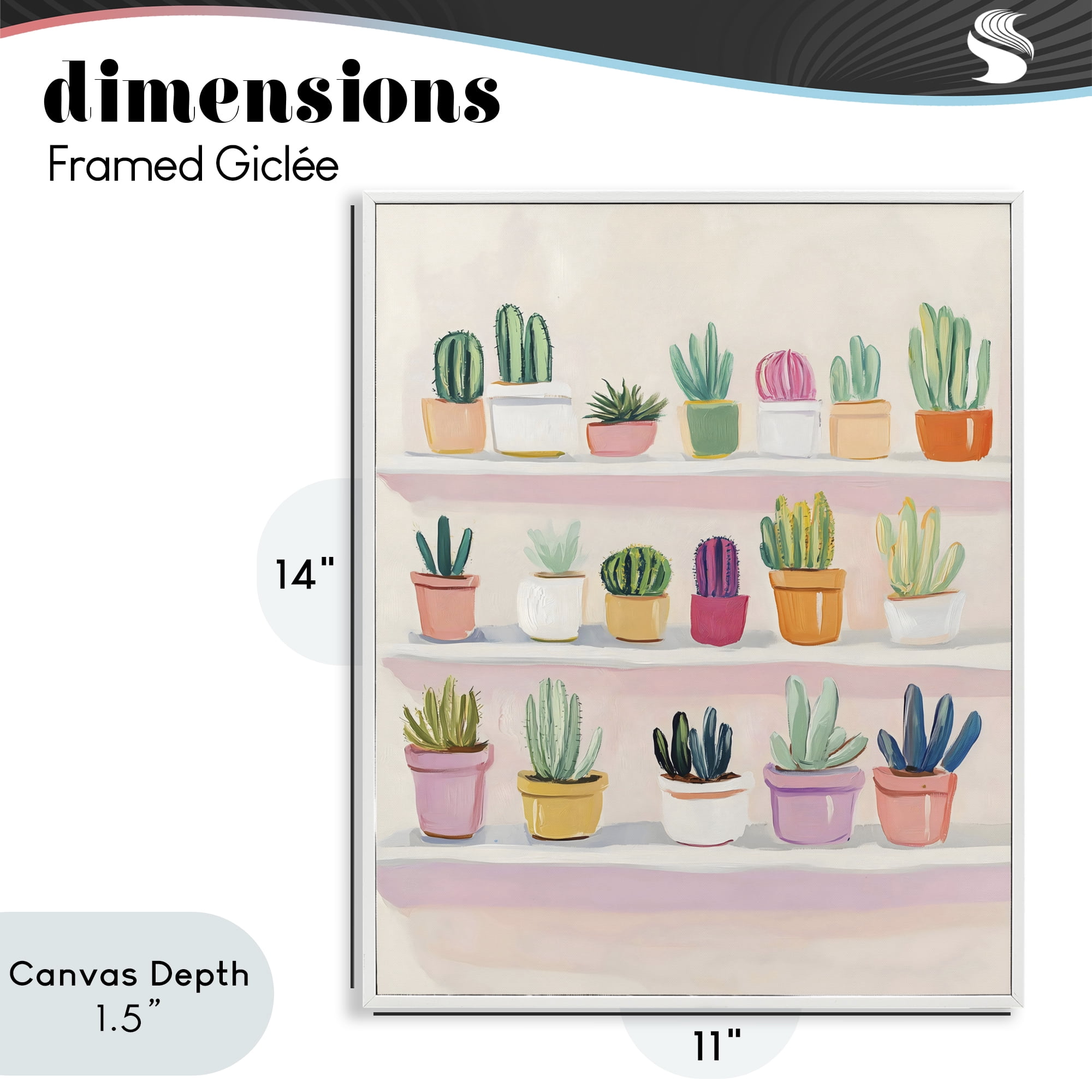 Stupell Industries Cactus Shelf Arrangement White Framed Giclee Art, design by The Prints Vibe