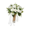 thumbnail image 5 of balikha Artificial Rose Flowers Party Centerpiece Ceremony Wedding Bouquet for Bride Light White, 5 of 9