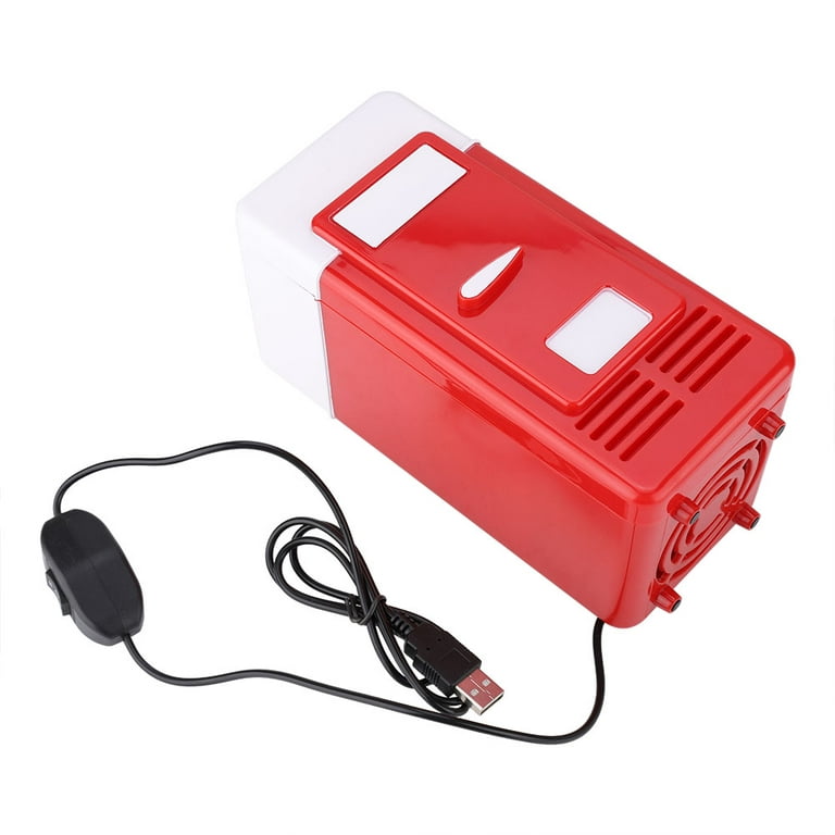 Mini USB-Powered Fridge Cooler for Beverage Drink Cans in Cubicle and Home  office (Red)