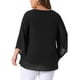 thumbnail image 3 of Camisa Plus Size Agnes Orinda para Mujeres con Manga de Campana 3/4, Cuello en V, Blusa de Doble Capa de Chifón, Talla 4X, Negra, 3 of 6