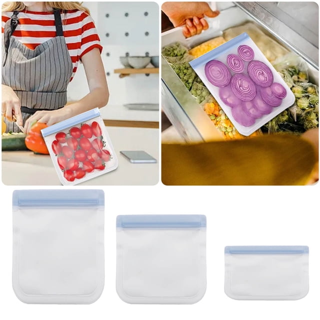PEVA Food Storage Bag Can Be Reused Refrigerator Vegetables And Fruits Ziplock Bag Cold Storage Bag Storage Containers Kitchen Pantry Storage Meal Prep Containers with Lids Glass Food Prep Containers