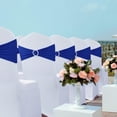 thumbnail image 2 of GoXteam Spandex Chair Sashes Bows, 50PCS Stretch Chair Cover Band with Buckle Slider Universal Elastic, Chair Bows for Party, Without White Chair Covers for Banquet Party Decorations (Blue), 2 of 7