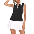 thumbnail image 4 of BODOAO Women's Golf Polo T Shirts Lightweight Moisture Wicking Sleeveless Shirt Quick Dry Zip Tank Top Collared Athletic Tennis Workout Top for Summer Sports and Training Black L, 4 of 8