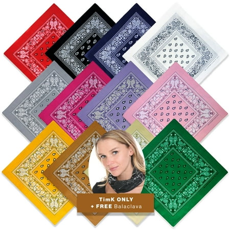 BASICO 12pk Assorted Paisley Bandana Face Covering | 100% Cotton Bandana for Men Women | Face Bandana Headband