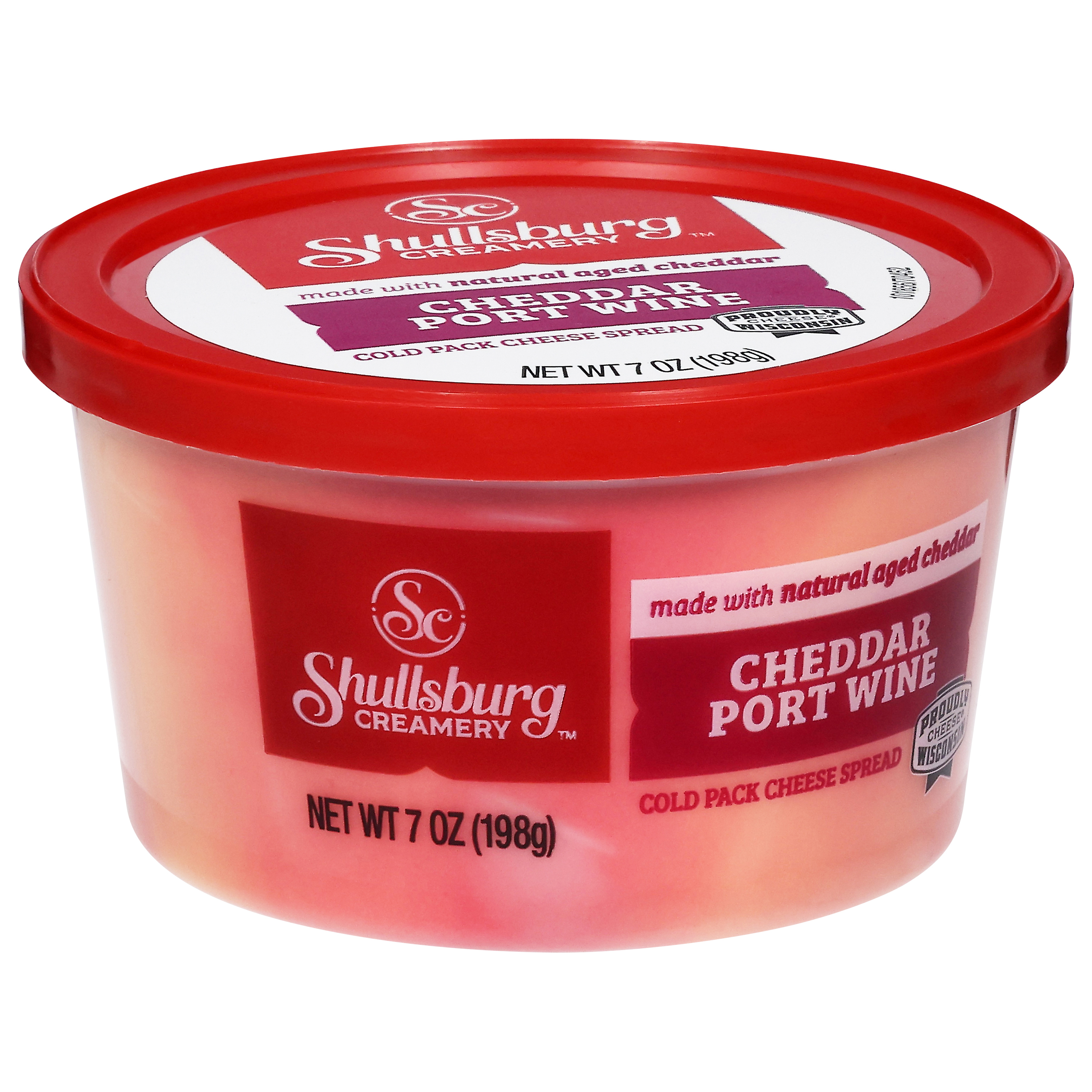 Shullsburg Creamery Cheddar Port Wine Spreadable Cheese Spread, 7 oz, Tub, Refrigerated