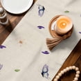 thumbnail image 3 of Purple Lavender Table Runner - 120 Inch Long Spring Floral Daisy Butterfly Leaves Beige Cotton and Linen Blended Dress Scarves Farmhouse Table Runner for Kitchen Dining, Coffee Table, 13" x 120", 3 of 8