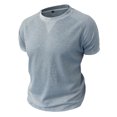 thumbnail image 5 of LWavelet Waffle Knit Men's T-Shirt Breathable for Everyday Casual and Relaxed Wear Light Gray 2XL, 5 of 5