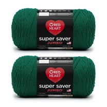 Red Heart Super Saver Jumbo Paddy Green Yarn - 2 Pack of 396g/14oz - Acrylic - 4 Medium (Worsted) - 744 Yards - Knitting/Crochet