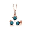 Gem Stone King 2.60 Ct Blue Diamond White Diamond 18K Rose Gold Plated Silver Pendant with Chain Earrings Set